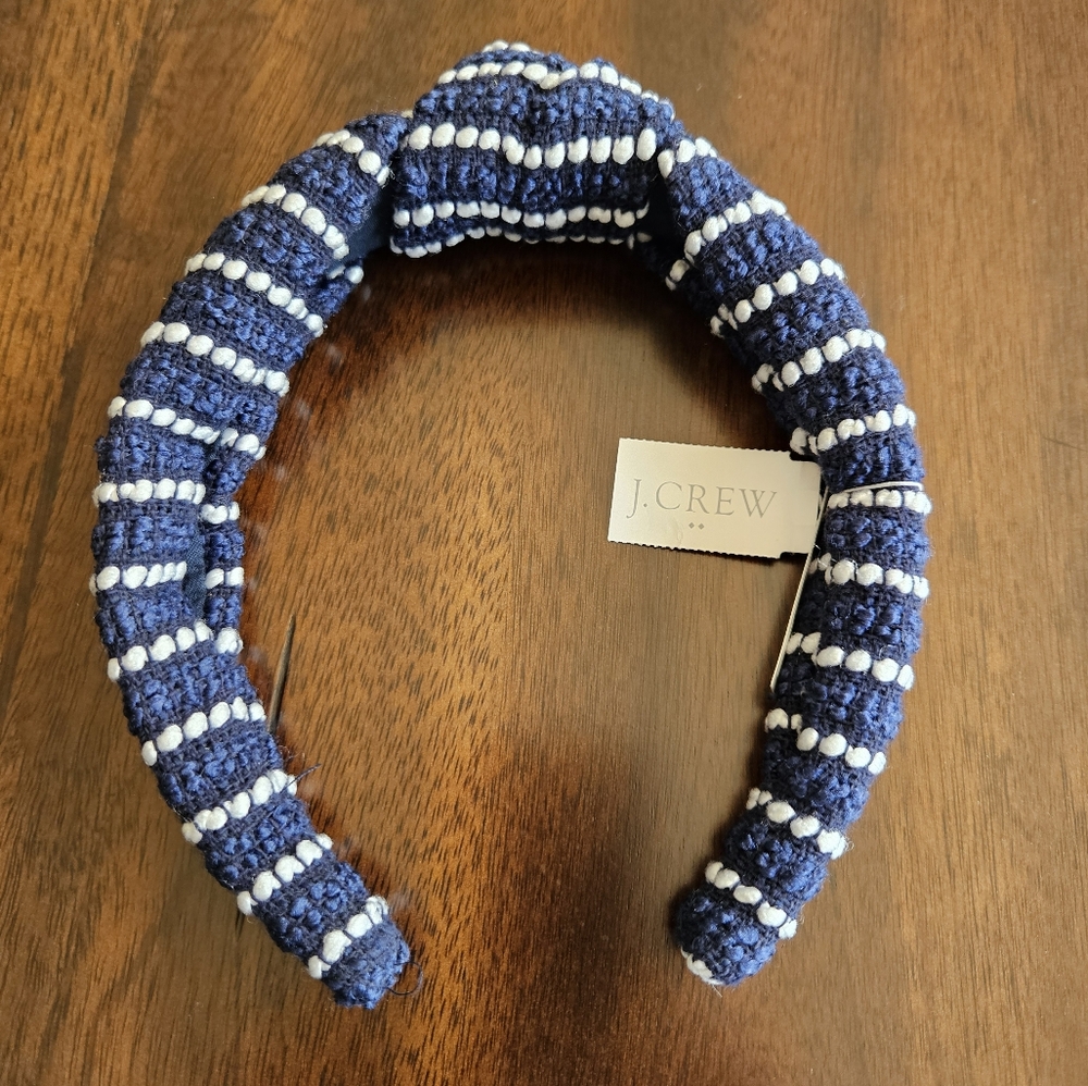 J.Crew Mariner Tweed Knot Headband, Blue/ White - Picture 2 of 4